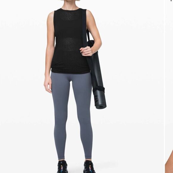 NWT New LULULEMON Meet Halfway Open Back Tank Black Mesh Lace Texture PSHT 10 - Picture 3 of 7